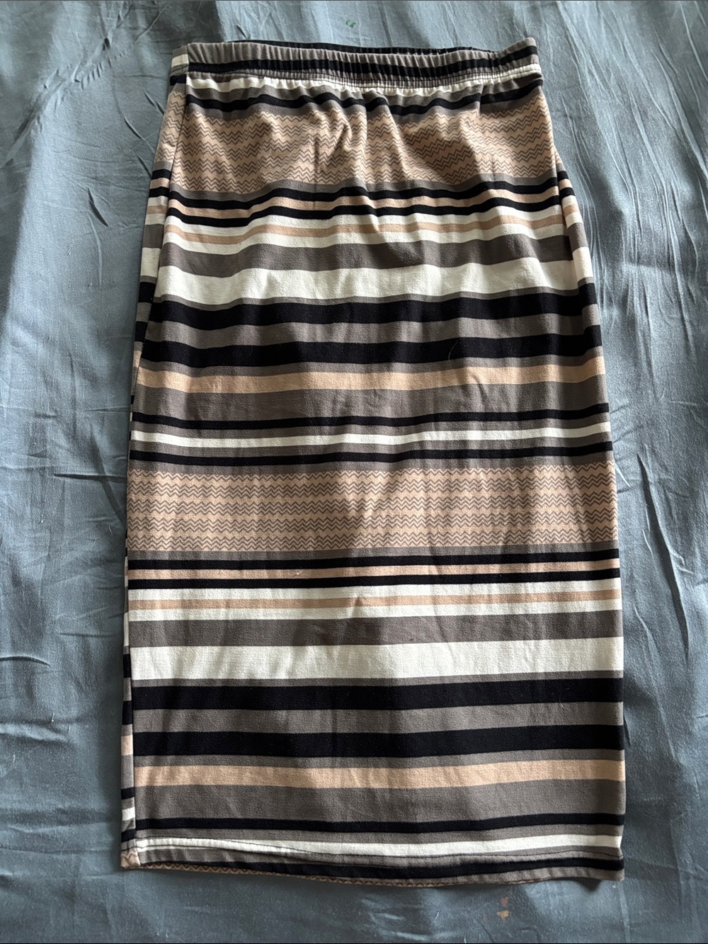 Hot Kiss Striped Pencil Skirt in Black, Beige & White